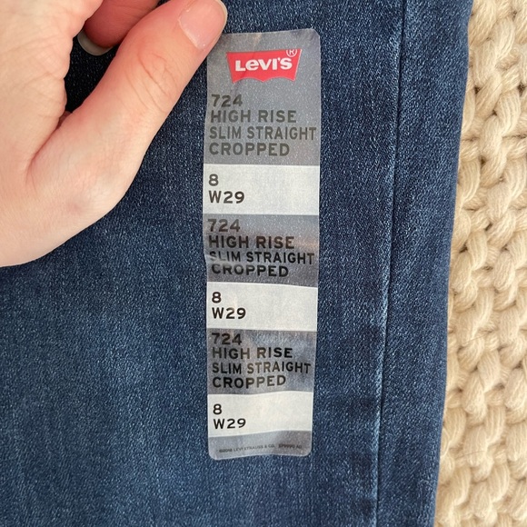 724 Levi Strauss High Rise Slim Straight Cropped Jeans - Picture 2 of 7